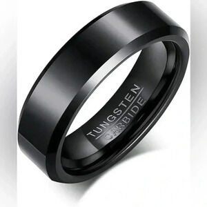 Men’s Black Tungsten Carbide Ring – Size12